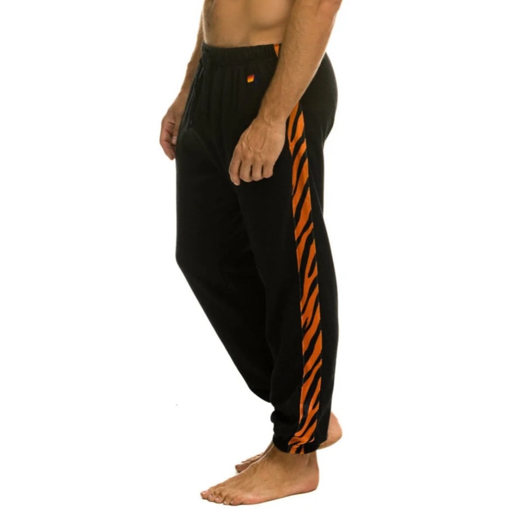 Aviator Nation Black Sweatpants with Tiger Stripe unisex large